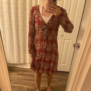 Burgundy dress with floral detail ( American Eagle)